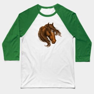 Horse Head - Chestnut Star Baseball T-Shirt